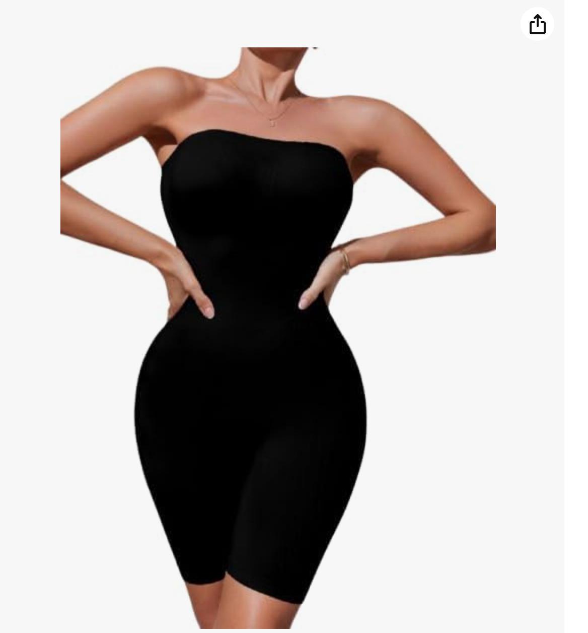 Black strapless shapewear bodysuit for women