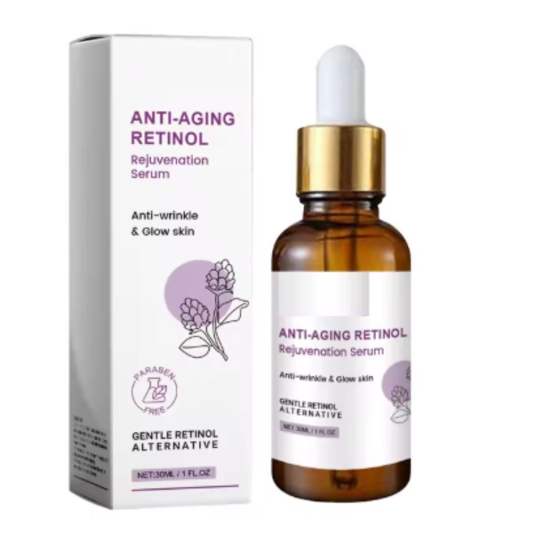 A single bottle of anti-aging facial serum in liquid form