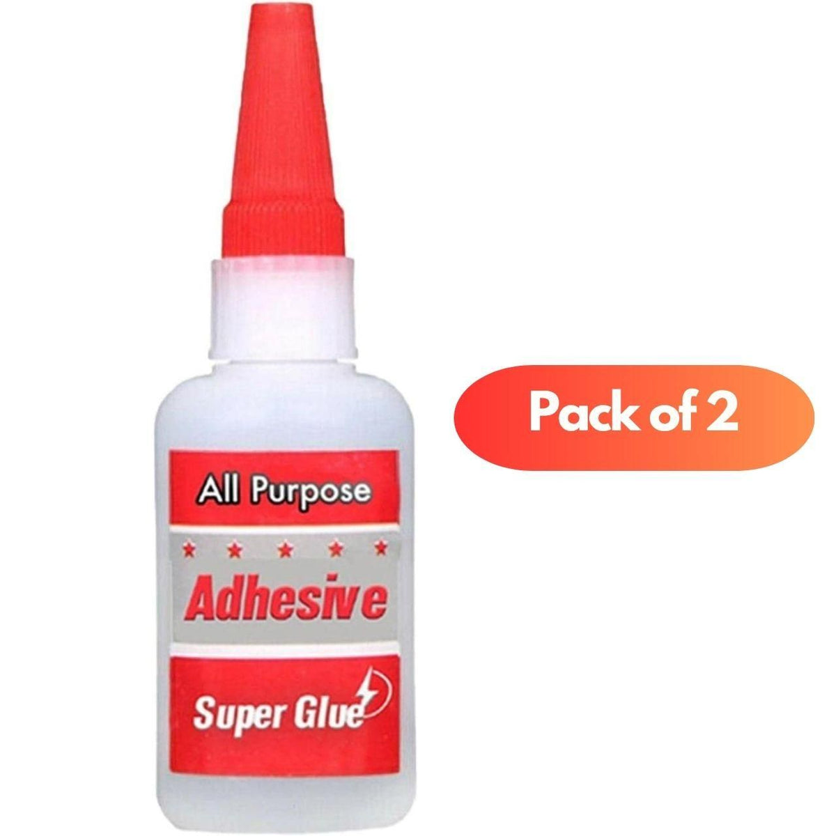 Two 60ml bottles of super glue adhesive in plastic packaging
