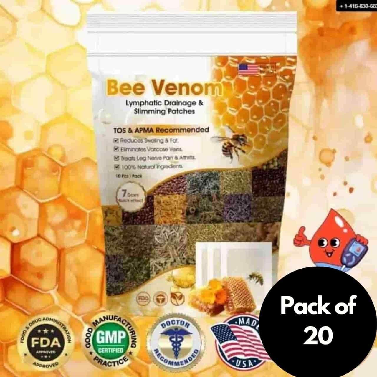 A pack of 20 Vee Vesom lymphatic drainage and slimming patches in their original packaging.
