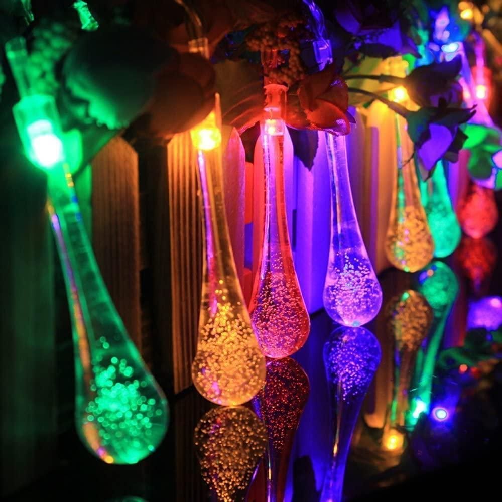 A string of 14 LED rain drop fairy lights for indoor home decoration