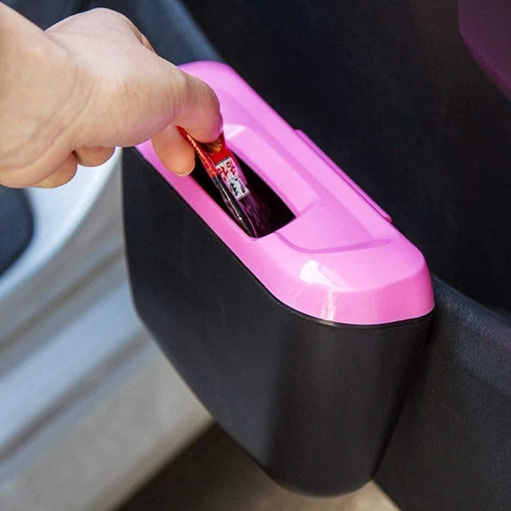 Compact black car trash bin for vehicle interior waste storage