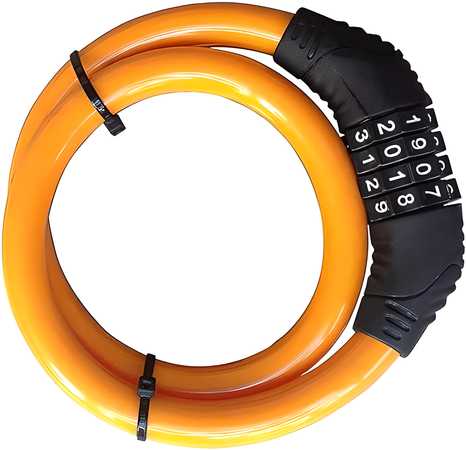 A bike keyless lock featuring a long alloy steel cable and a secure locking head