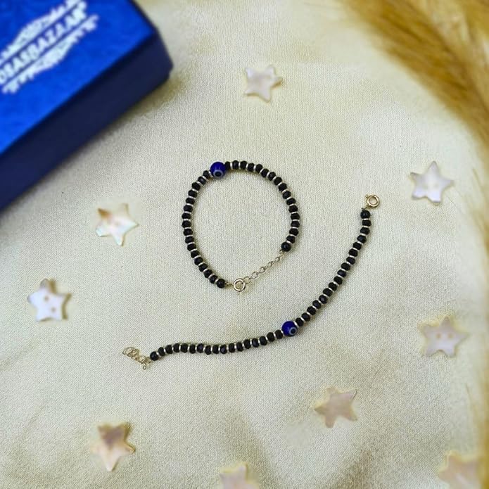 A pack of two evil eye bracelets for children in assorted colours