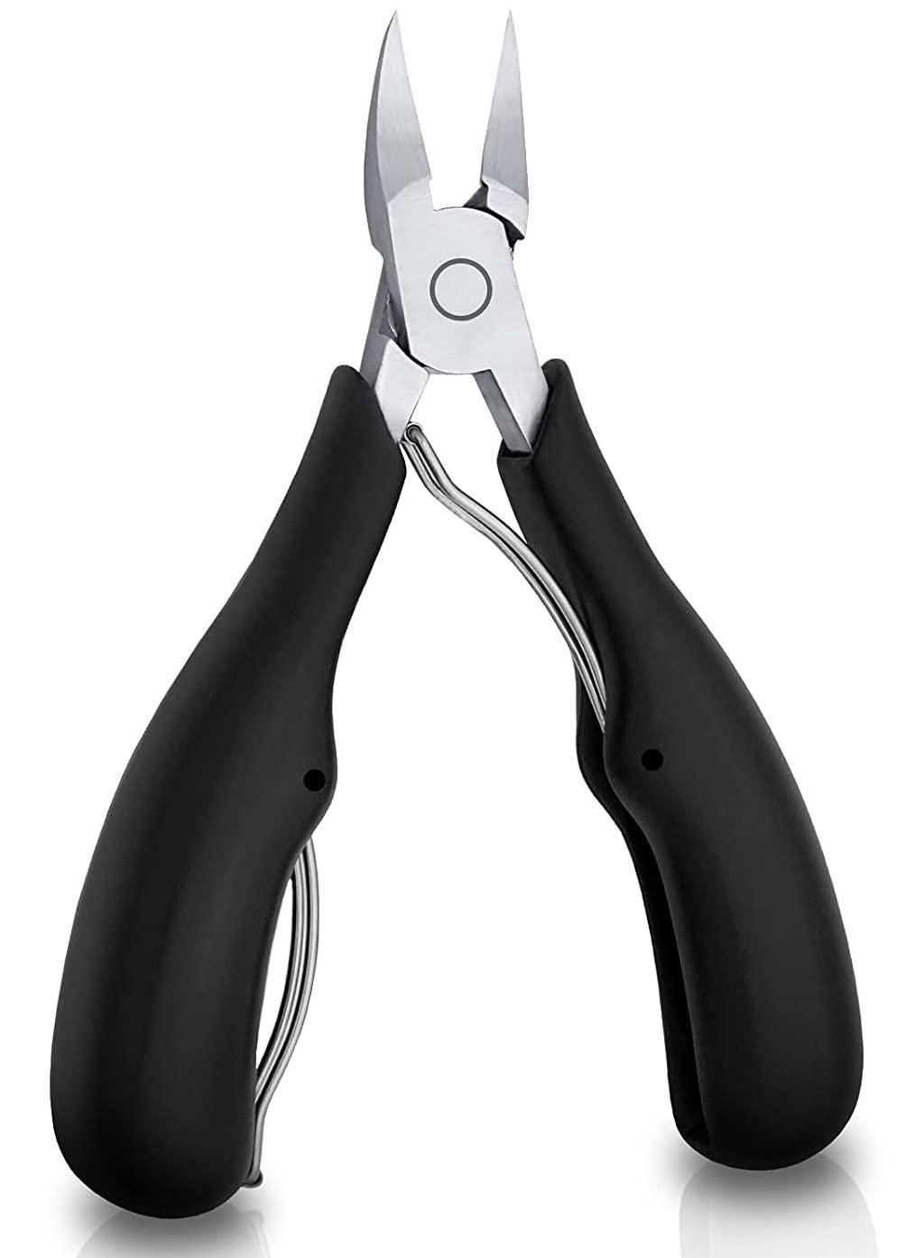 A metal pedicure nail clipper designed for men on a white background.