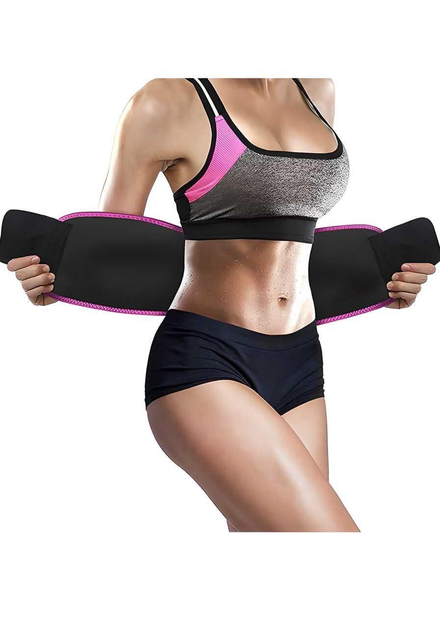 Adjustable neoprene waist trimmer belt in black