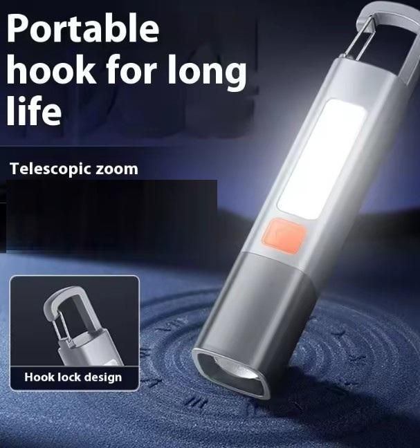 A black USB rechargeable portable torch for outdoor activities and emergency lighting