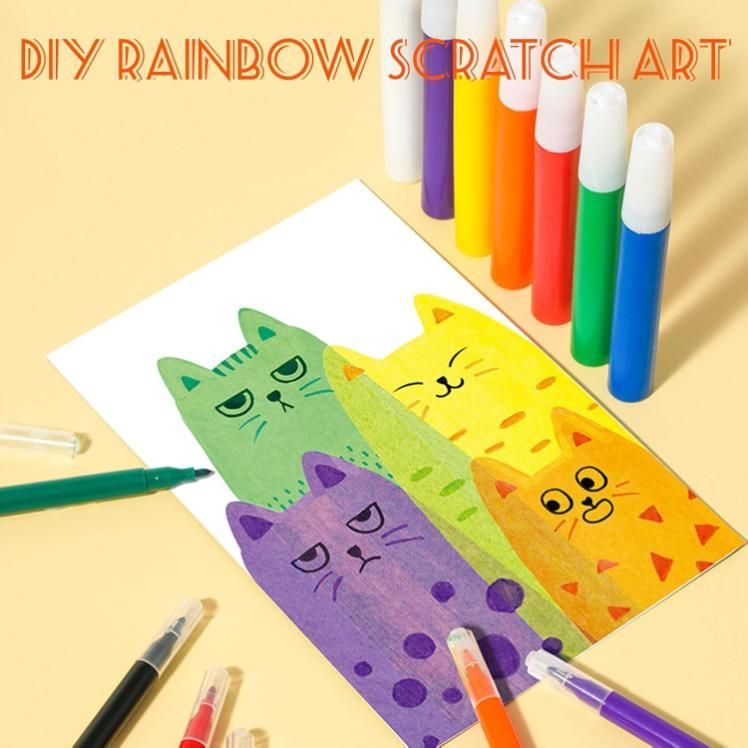 Rainbow Scratch Dot Art Painting Kit with black paper sheets and scratching tool