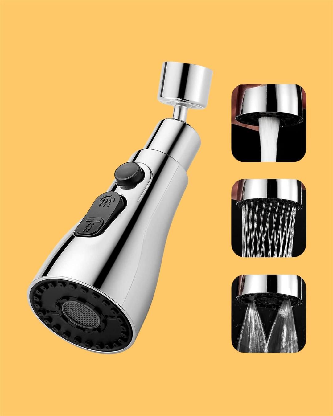 A 3-mode kitchen sink faucet head attachment for home tap installation.