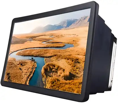 A 3D screen magnifier stand with an acrylic lens and ABS frame for smartphones