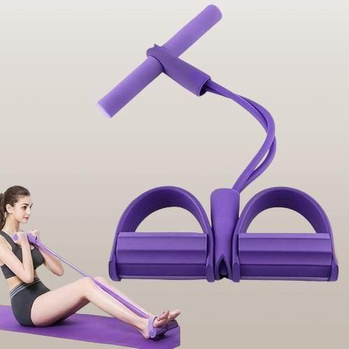 Yoga pedal puller resistance band with foam handles and black pedals