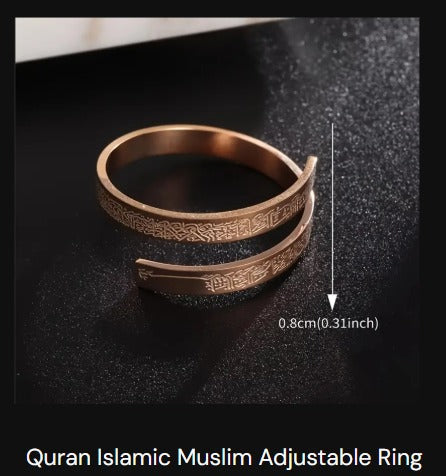 Polished stainless steel ring with Ayatul Kursi engraving