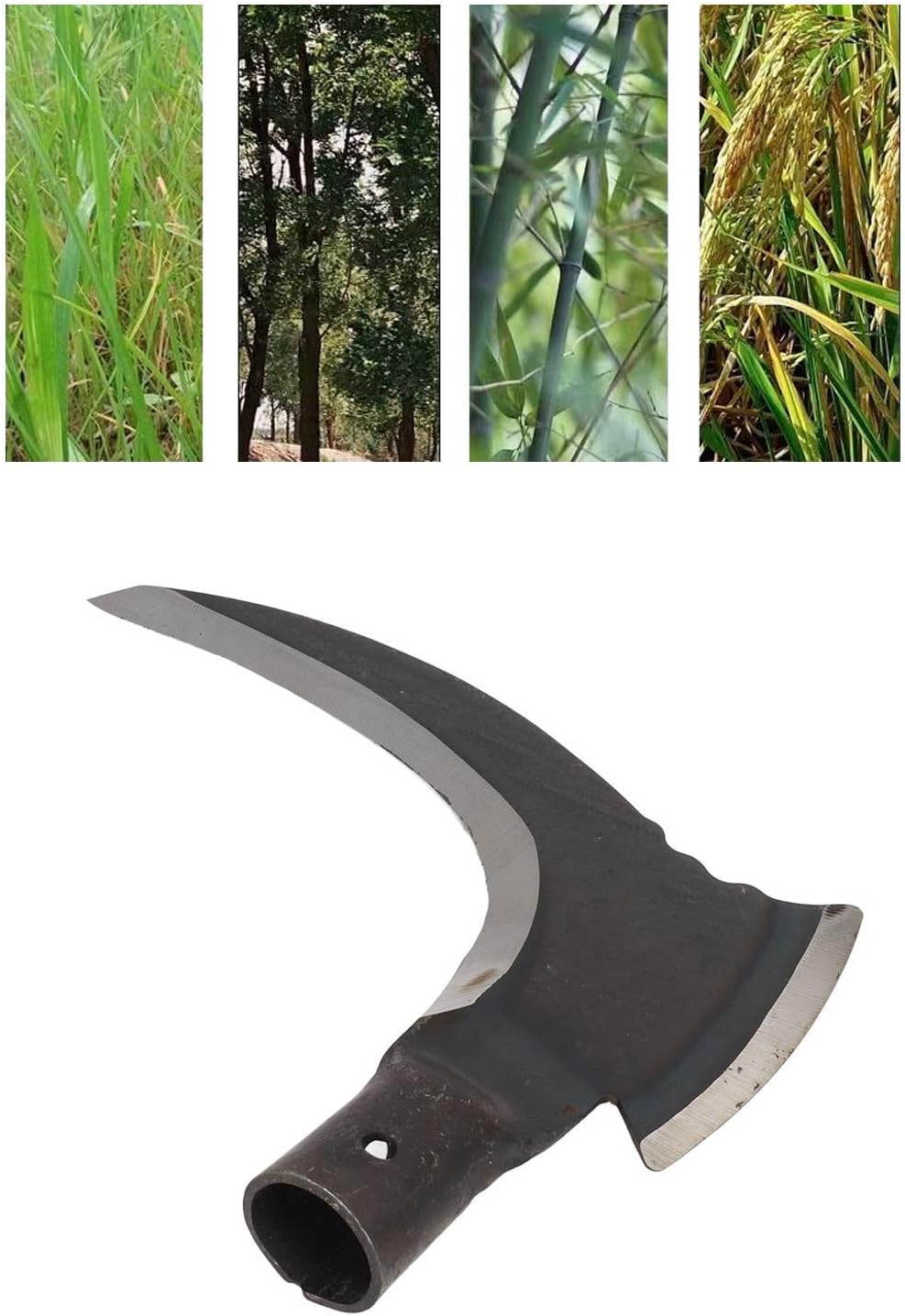High manganese steel double-sided scythe blade on a white background