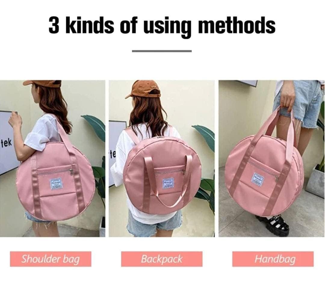 Round Duffle Travelling Bag – Large Capacity Waterproof (Random Color)