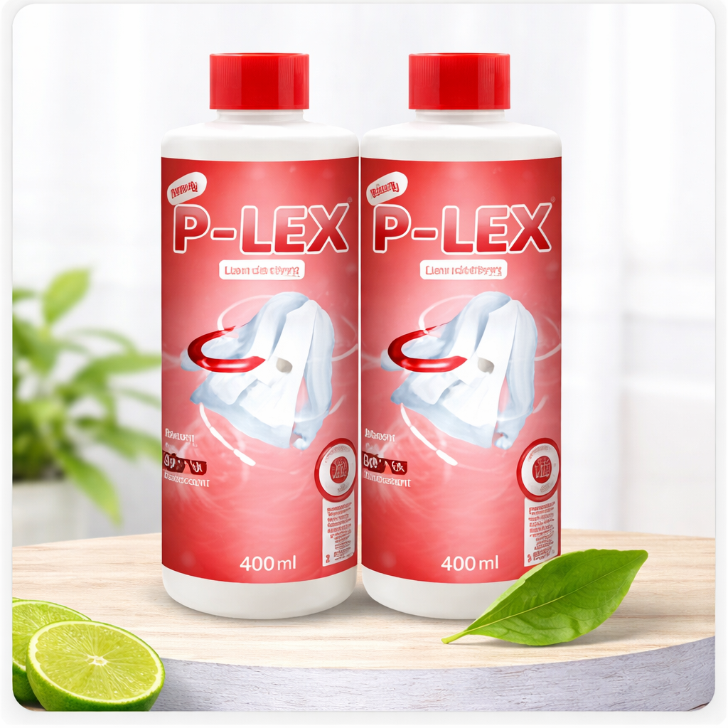 Two bottles of P-LEX Clothes Bleach liquid in a pack