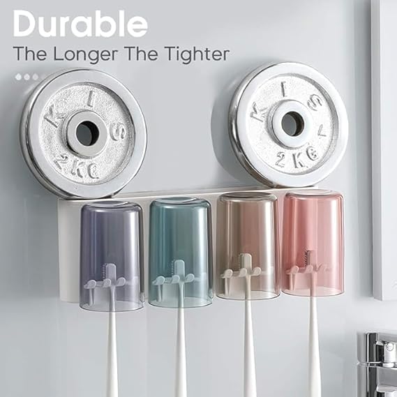 Wall Mounted Toothbrush Holder with 4 Cup Capacity