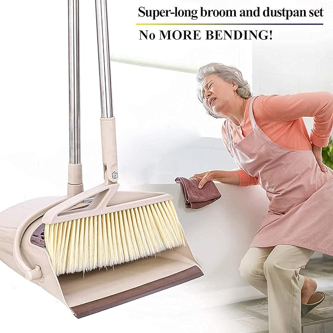 Long Handled Broom and Dustpan Set Combo (Multicolor)