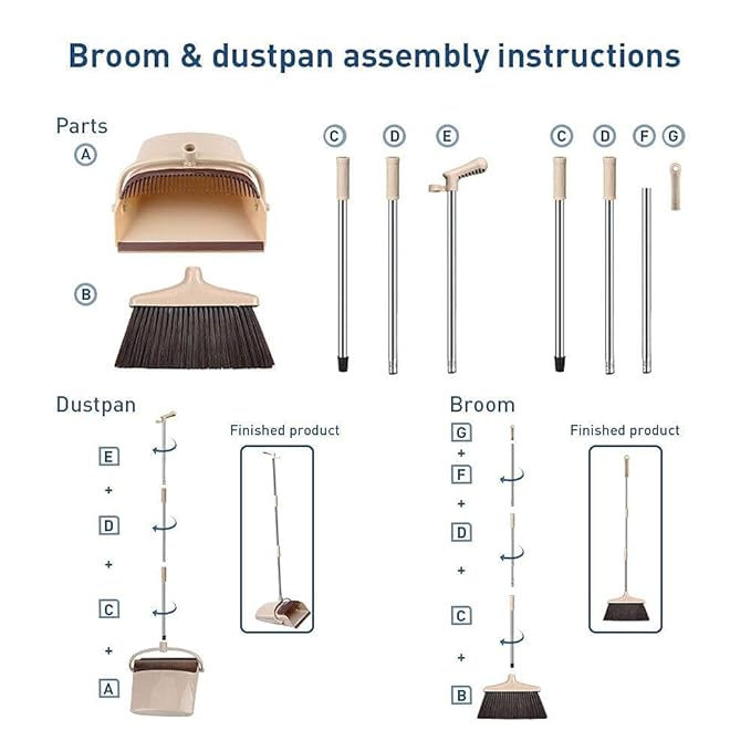 Long Handled Broom and Dustpan Set Combo (Multicolor)