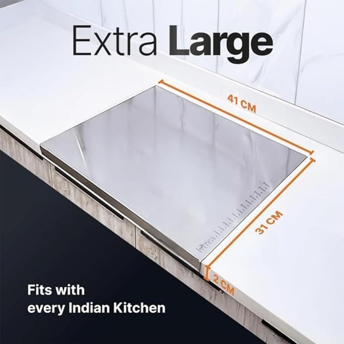 Large Countertop Stainless Steel Chopping Board for, stainless steel, pack of 1