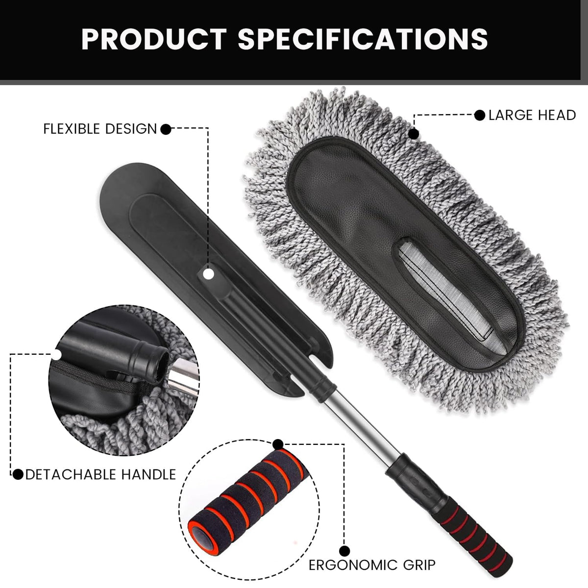 Microfiber Car Duster Brush with Extendable Handle