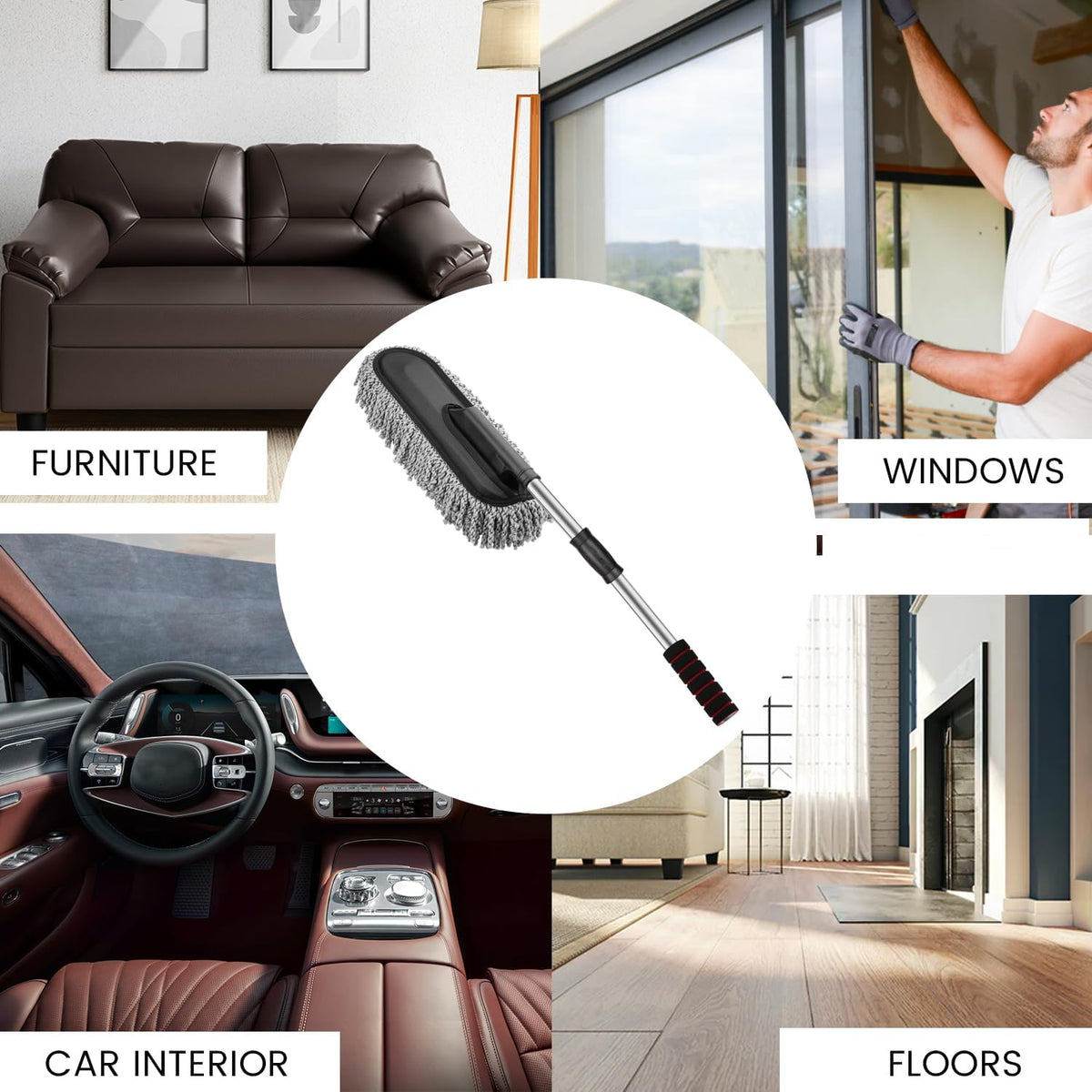 Microfiber Car Duster Brush with Extendable Handle
