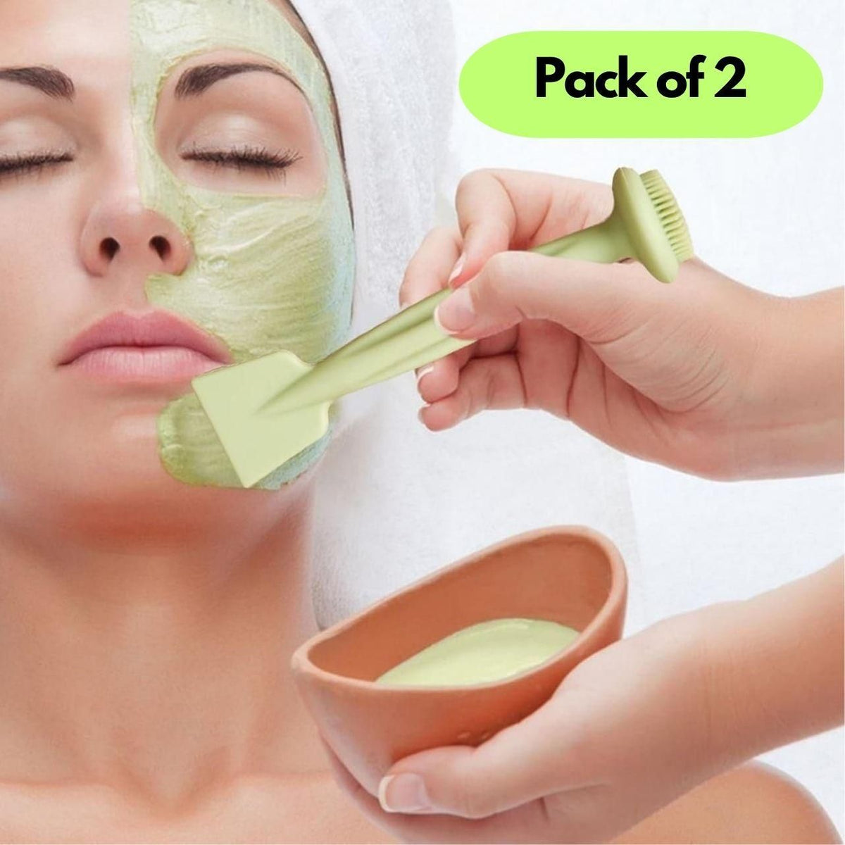 Pack of two double-headed silicone face cleansing brushes for daily use