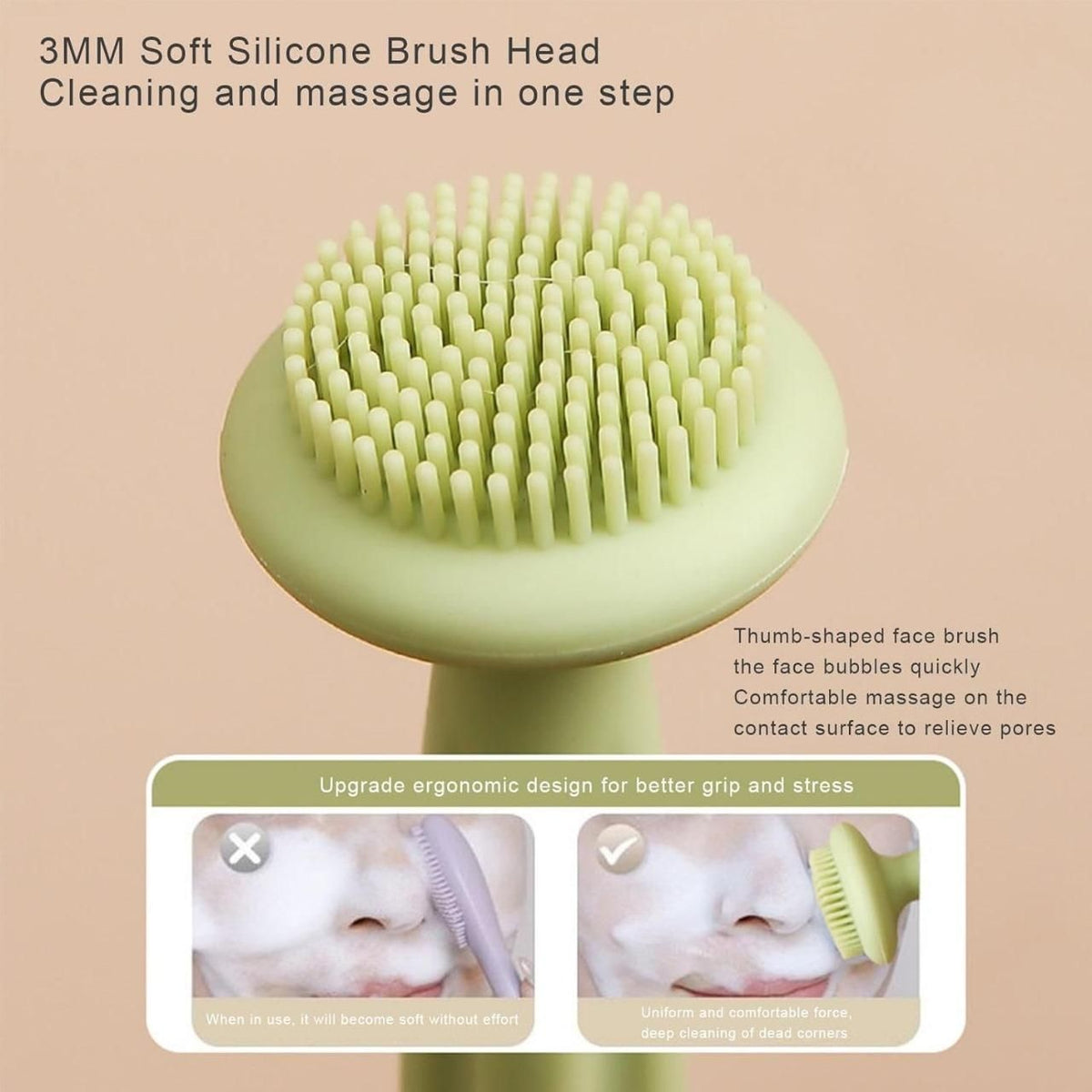 Double-Headed Face Cleansing Brush, Pack of 2, silicone