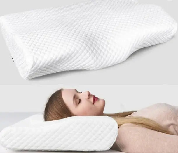 Foam pillow for neck pain relief in a plain white design