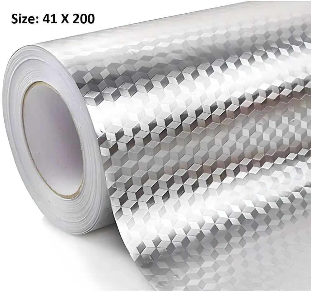 Two rolls of silver aluminium foil stickers for kitchen surface protection