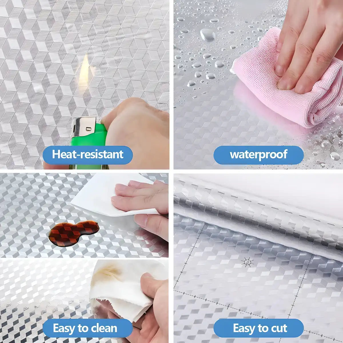 Silver Aluminium Foil Stickers for Kitchen Protection (Pack of 2)