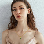 SIM-Emerald Green Birthstone Pendant with Gold Plated Chain
