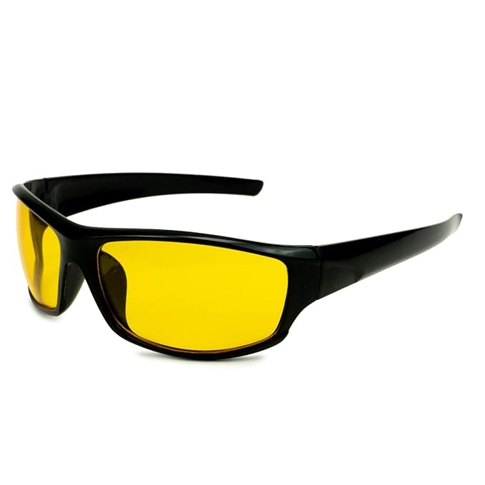 Unisex Night Driving Glasses with Yellow Tinted Rectangle Lenses