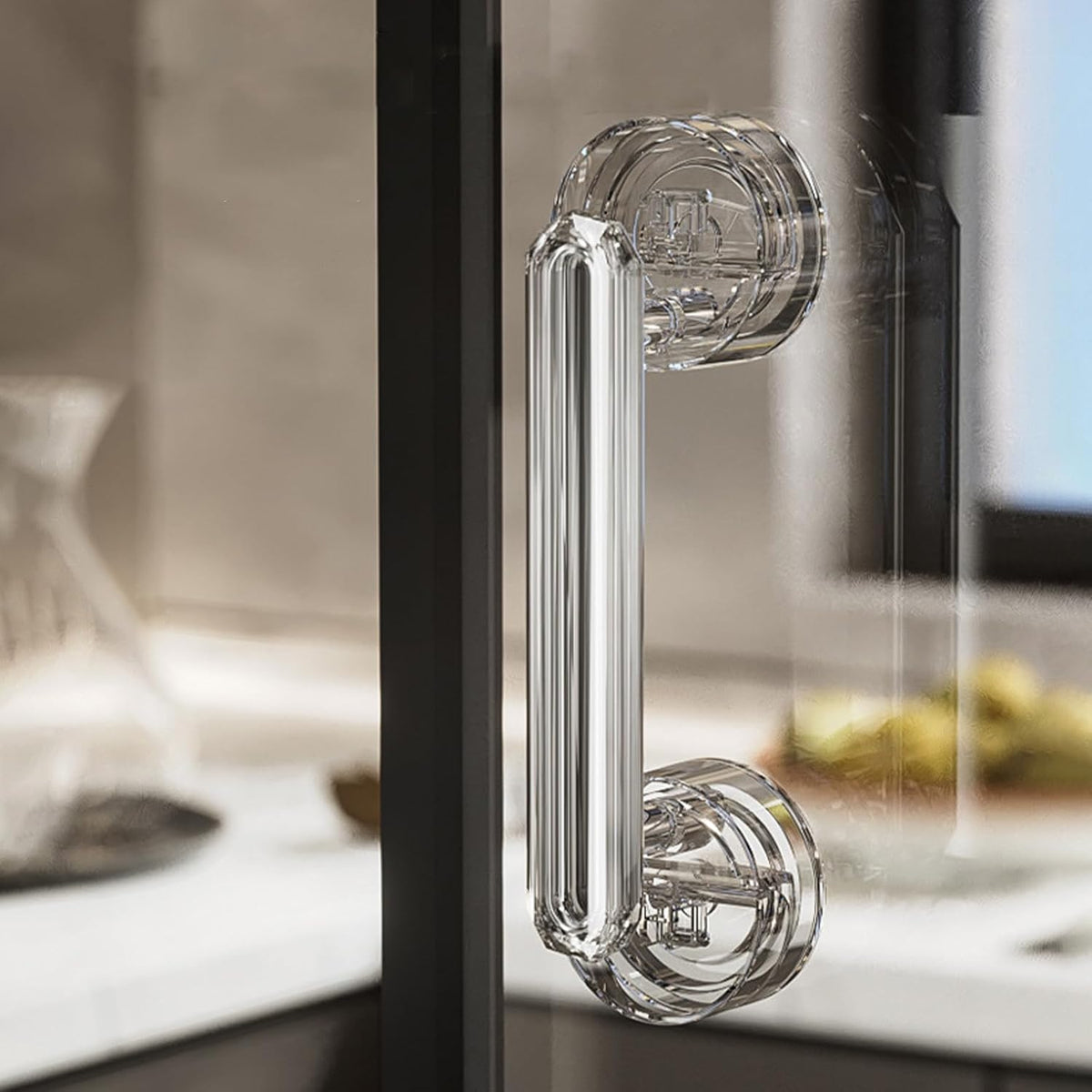 Transparent silver ABS suction cup handle for glass and smooth surfaces