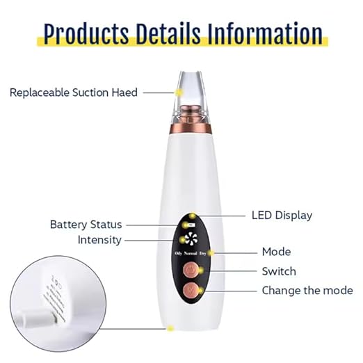 Advanced Blackhead & Whitehead Remover, 6 Suction Heads, abs plastic