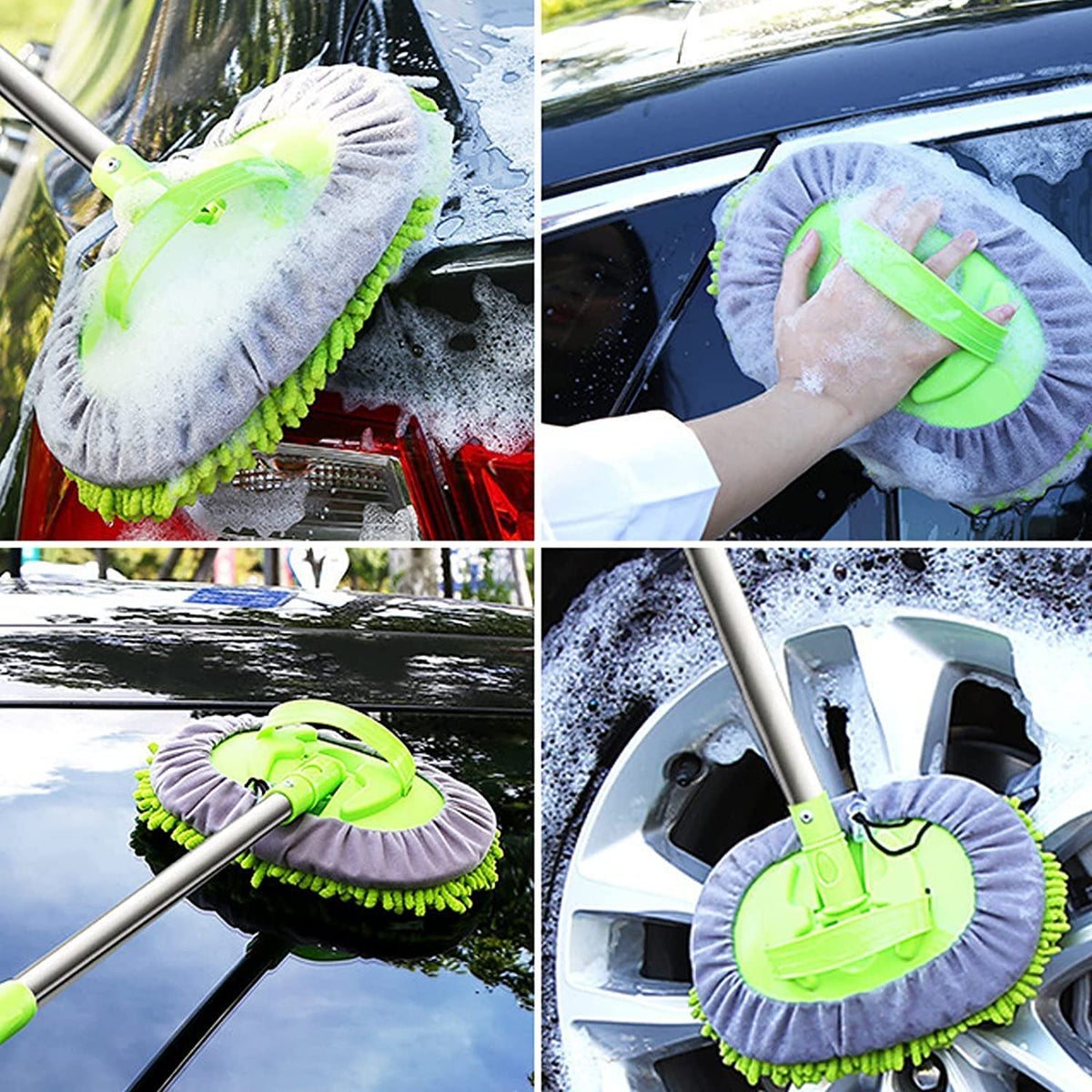 2 in 1 Microfiber Car Washing Mop with Long Handle