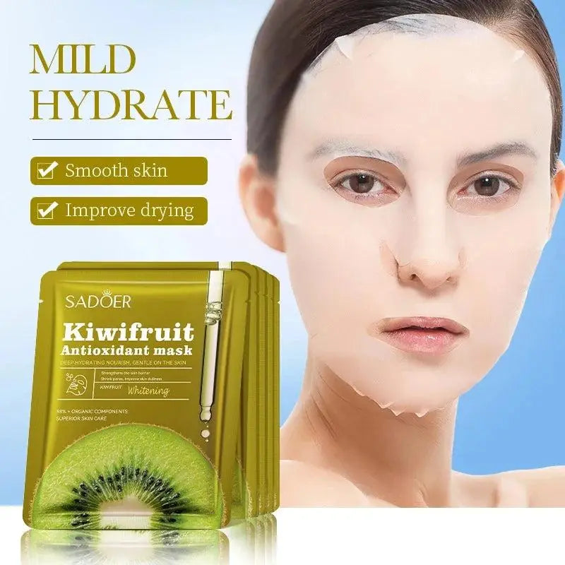 A single-use Kiwi Fruit Antioxidant Mask packet on a plain background