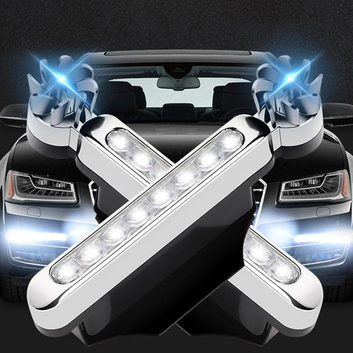Two blue wind-powered LED warning lights for car and truck exterior mounting