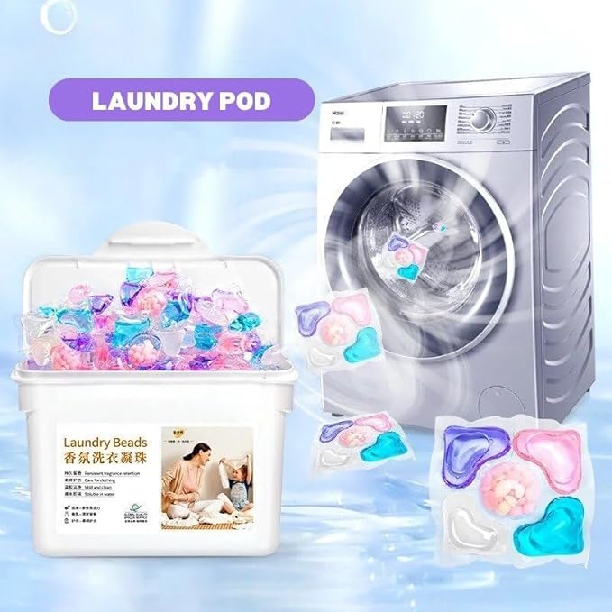 A large pack of 100 laundry detergent pods for deep cleaning and fabric softening