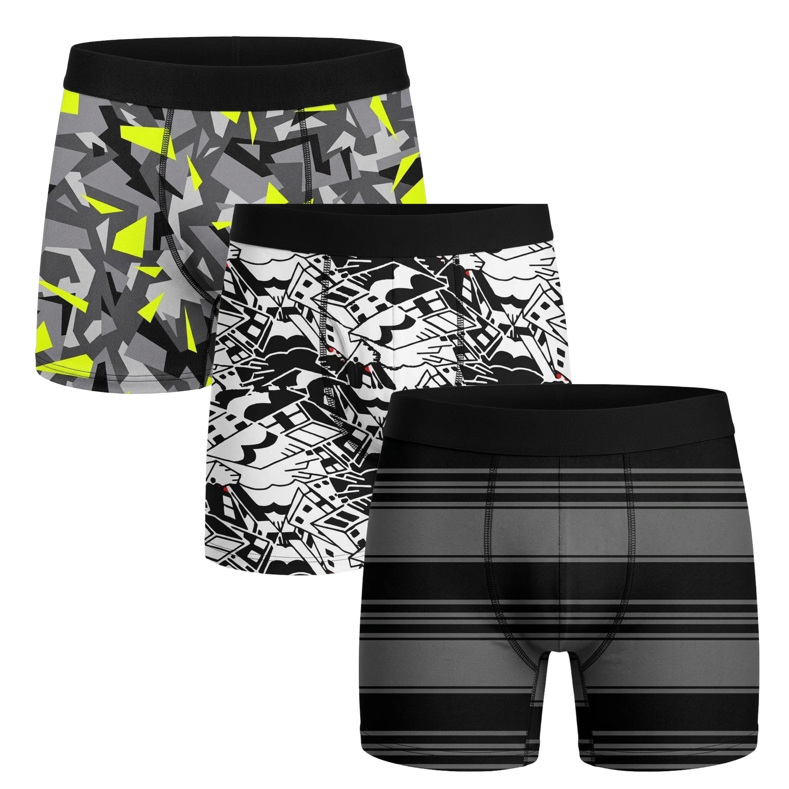 Three pairs of men's regular fit nylon underwear in a pack