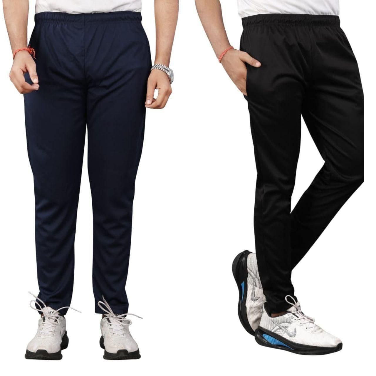 Combo Dark Grey and Black Men's Lycra Track Pants (Pack of 2)