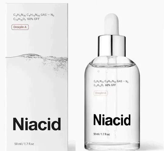 Natural Niacid Face Serum in a 50 mL clear bottle