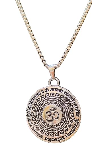 Traditional Om Pendant with Chain Silver Plated
