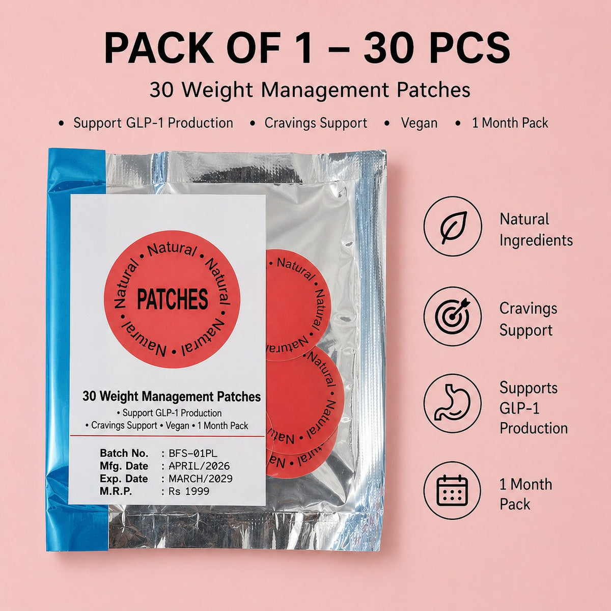 AI Herbal Weight Management Patches in a 30-piece box