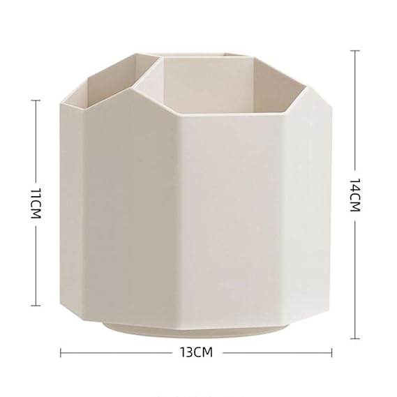 Multi-Compartment Desk Organizer, Plastic Hexagon Pen Stand