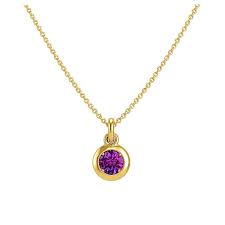 Amethyst Birthstone Pendant with Gold Plated Chain
