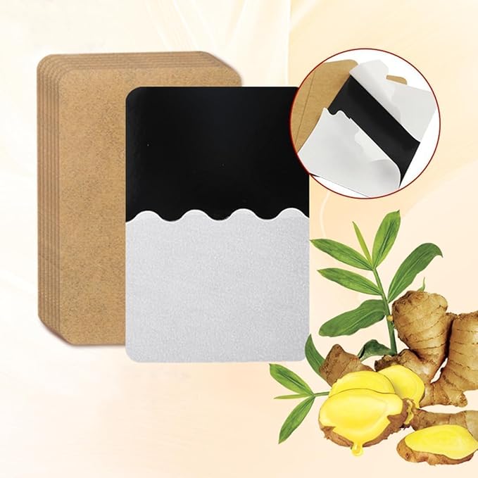 A set of herbal ginger patches for joint and muscle support in packaging