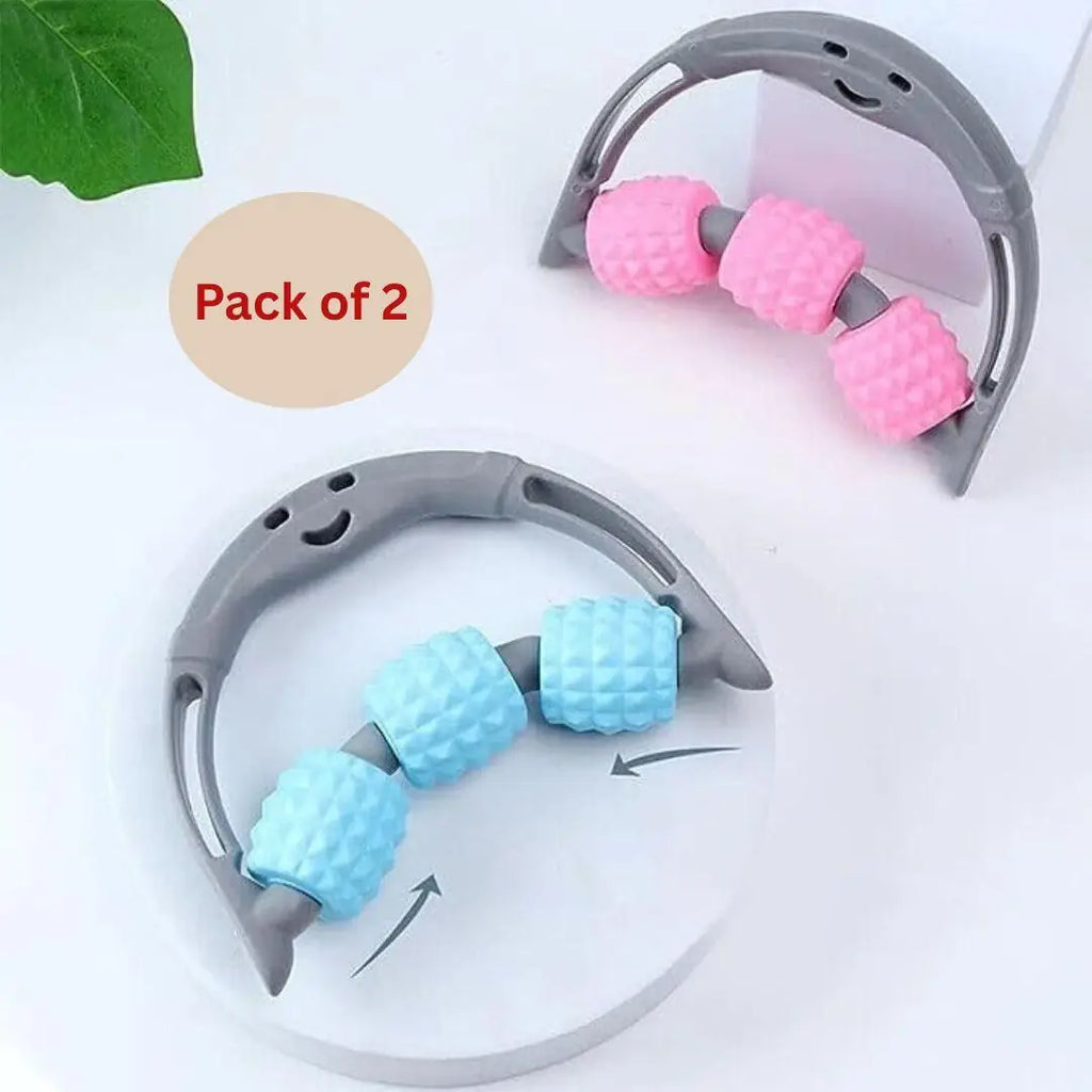 A set of two manual plastic neck massagers for muscle relief