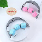 A set of two manual plastic neck massagers for muscle relief