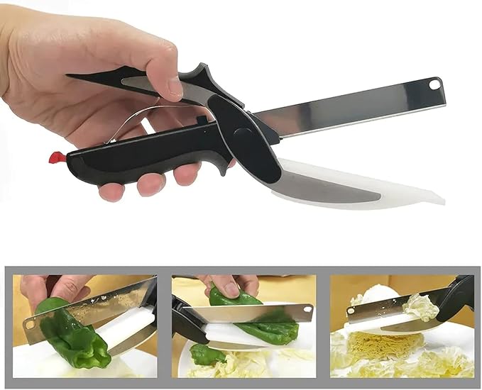2 in 1 Clever Cutter for Vegetables and Fruits with Detachable Stainless Steel Blade