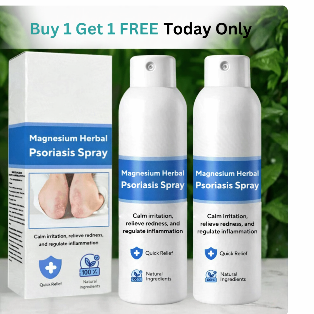 Two bottles of Magnesium Herbal Psoriasis Spray side by side
